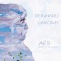 Texte: "REINHARD LAKOMY", "AËR", "electronic compositions". Malerische Darstellung einer Person in Blautönen.