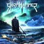 "StormHammer" oben, "Wrath of the Hammer" unten. Ein Krieger steht vor einem leuchtenden Hammer über einem See.