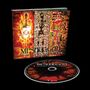 "Meshuggah, Destroy Erase Improve" auf CD und Cover mit abstrakten, feurigen menschlichen Figuren und Mustern.