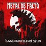 "METAL DE FACTO", "LAND OF THE RISING SUN PART 2". Illustrativ: Silhouette eines Monsters vor roten Gebäuden und Sonne.