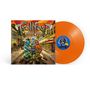 „Trollfest“ und „Trolllywood“ in großer Schrift. Bunte Troll-Illustration auf einer Straße, orangefarbene Vinylplatte.