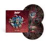 "Edguy" oben, "AGE OF THE JOKER" unten. Darstellung eines bunten Jokers mit bunter Vinyl-Schallplatte.