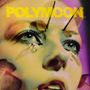 Text: "POLYMOON" in gelber Schrift. Nahaufnahme eines Gesichtes mit kreativem Make-up und Insektenflügeln.