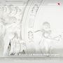 Aufwendige weiße Stuckkunst mit Engeln; Text: "Ercole Nisini: La musica degli angeli" und Künstlernamen darunter.