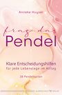 Titel "frag das Pendel", Autor "Anneke Huyser", mit Muster aus Kreisen und Linien auf rosa Hintergrund.