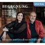 "BEGEGNUNG STRAUSS ZEMLINSKY SCHOECK" oben; "CATALINA BERTUCCI HELMUT DEUTSCH" unten. Mann und Frau nebeneinander sitzend.