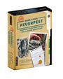 Text: "Dark Cases: Feuerfest. Kooperatives Krimispiel für clevere Ermittler." 
Schachtel mit Ermittlungsdokumenten.