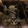 "Primordial Live in New York City" in kunstvollem, rustikalem Schriftzug, darunter ein Musiker beim Singen ins Mikrofon.