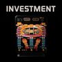 Der Text "INVESTMENT" steht oben. Eine bunte Spielautomatenfront mit Zahlen und Lichtern ist zu sehen.