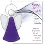 „Engel des Lichts. Glas von Hand gezogen; hochwertige Zinnrahmung. Mögen die Engel Gottes dich begleiten.“ Darstellung eines Engels aus Glas.