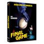 "DIESES SPIEL IST ENDGÜLTIG" steht oben. Darunter eine Hand, die einen Baseball hält, mit einer Frau im Hintergrund.