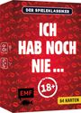 „ICH HAB NOCH NIE...“ steht groß in der Mitte einer roten Kartenschachtel mit Symbolen wie Lippen, Handschellen.