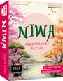 "Reiner Knizia, 74 Karten. NIWA, Japanischer Garten. Das Taktik-Spiel mit vielseitigen Aufträgen. Illustration eines Gartens."