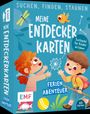 Suchspiel für Kinder ab 3 Jahren. Zwei fröhliche Kinder mit Ball und Pusteblume. Fantasievolles Design mit Drachenfliege.
