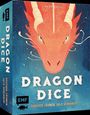 „Dragon Dice“: Drachen zähmen, Gold gewinnen! Illustration eines roten Drachens mit EMF-Logo.