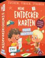 "Karten für Indoor-Abenteuer für Kinder ab 3 Jahren." Zwei Kinder spielen, eines hält ein Spielzeugauto, das andere einen Bären.
