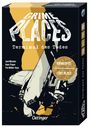 „Crime Places: Terminal des Todes“, Krimispiel, Lost Place. Illustration: Flugzeug auf gelbem Hintergrund.