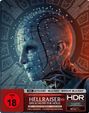 Text: "FSK ab 18", "Hellraiser: Das Schloss zur Hölle". Gesicht mit Nägeln, stechender Blick. Rotes, schwarzes Motiv.