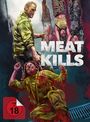 "MEAT KILLS" in großen Buchstaben; Illustration von Menschen und einem Mann mit Hackbeil. FSK 18-Symbol ist sichtbar.
