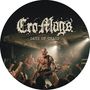 „Cro-Mags“, „Days of Chaos“. Eine energiegeladene Bühnenszene mit einem tätowierten Sänger und begeistertem Publikum.