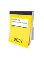 Ein gelber Abreißkalender zeigt "Tag für Tag Weltliteratur" und das Jahr "2027". Oben steht "Reclam".