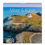 "Meer & Küste", "Kalender 2028". Eine Küstenlandschaft mit einem kleinen Leuchtturm auf einem felsigen Hügel.
