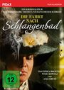 "Die Fahrt nach Schlangenbad" steht in großen Buchstaben, darunter eine Frau mit Hut und Blume, die eine Zigarette raucht.