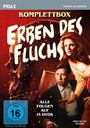 „Erben des Fluchs“ Komplettbox, alle Folgen auf 15 DVDs, ab 16 freigegeben. Zwei Personen neben einem Totenschädel.