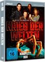 „Krieg der Welten" DVD-Box, Komplett Box, alle Folgen auf 8 DVDs, mit vier Personen und einem großen Maschinenfuß.
