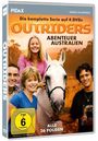 „OUTRIDERS“ oben, „Abenteuer Australien“, „Alle 26 Folgen“. Vier Jugendliche umarmen ein weißes Pferd.
