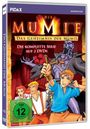 Text: "Die Mumie: Das Geheimnis der Mumie. Die komplette Serie auf 2 DVDs. FSK ab 12 freigegeben." Illustration: Abenteuerliche Szene mit kämpfenden Figuren.