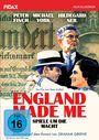 „ENGLAND MADE ME – SPIELE UM DIE MACHT“, Filmplakat mit drei gezeichneten Personen und einem roten Bereich oben.