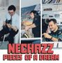 In der Mitte steht: "Nechazz Pieces of a Dream." Links ein Mann mit Gitarre, in der Mitte Saxophon, rechts Mann mit Telefon.