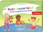 „Gute-Laune-Ideen“, „für den Morgenkreis in der Krippe“, „40 Bildkarten“. Drei Kinder spielen mit Spielzeug.