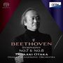 "BEETHOVEN Symphony No.7 & No.8 Tadaaki Otaka Osaka Philharmonic Orchestra" steht auf einem Cover mit musikbezogenem Design.