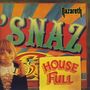 Texte: "'SNAZ", "Nazareth", "HOUSE FULL". Ein Kind mit blondem Haar hält ein Buch vor einem bunten, gemusterten Hintergrund.