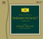 Text: Ludwig van Beethoven, Sinfonien Nr. 5 & Nr. 7, Dirigent: Ferenc Fricsay, Berliner Philharmoniker.  
Braunes und grünes klassisches CD-Cover.