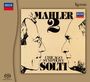 Text: "MAHLER 2," "CHICAGO SYMPHONY," "SOLTI." Zwei gezeichnete Profilansichten blicken sich an, unter DECCA-Logos.