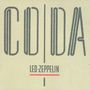 "Coda" und "Led Zeppelin" in stilisierten Buchstaben auf beigem Hintergrund. Ein vertikaler Strich trennt die Texte.