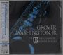 "Grover Washington, Jr. The Complete Elektra Singles" und japanische Schriftzeichen, vor Saxophon in Blau.