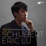"The Impromptus Opp. 90 & 142, Schubert, Eric Lu." Ein Mann im Profil denkt nach, rechts oben ein Logo.