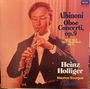 Texte: "Albinoni Oboe Concerti, op.9", "Heinz Holliger", "Maurice Bourgue", "I Musici". Mann mit Oboe in Anzug.