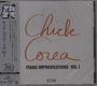 "Chick Corea, Piano Improvisations Vol. 1; ECM." Handgeschriebener roter Name, darunter schwarz gedruckter Titel, Logo links.