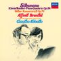 Schumann Klavierkonzert Op.54, Weber Konzertstück Op.79, Alfred Brendel, Claudio Abbado, DECCA-Logo. Zeichnung von zwei Männern.