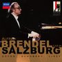 Alfred Brendel Live in Salzburg. Haydn, Schubert, Liszt. Pianist am Flügel. Oben links: Decca-Logo, rechts: Festspiele-Logo.