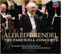 "ALFRED BRENDEL: THE FAREWELL CONCERTS". Wiener Philharmoniker, Sir Charles Mackerras. Älterer Mann in Konzertkleidung auf Bühne.