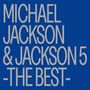 Text: "MICHAEL JACKSON & JACKSON 5 -THE BEST-" in großen, grauen Buchstaben auf blauem Hintergrund.