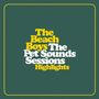 „The Beach Boys The Pet Sounds Sessions Highlights“ in gelber und weißer Schrift auf grünem Hintergrund mit gelbem Rahmen.