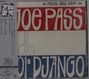 „Joe Pass For Django“ in großen Buchstaben, mit gezeichneter Gitarre. Links japanischer Text und „Ultimate HQ“.