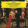 "Mendelssohn ∙ Tchaikovsky Violin Concertos" mit Anne-Sophie Mutter und Herbert von Karajan. Orchester im Hintergrund.